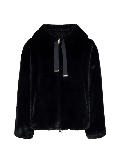 Herno Bomber Soft Faux Fur In Black