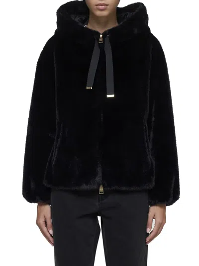 Herno Bomber Soft Faux Fur In Black