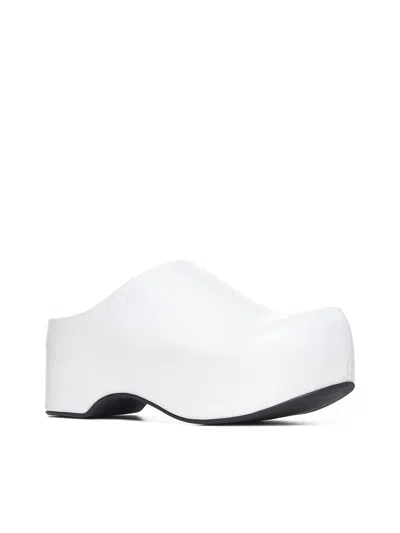 Marni Leather Chunky Sabot Clogs In Lily White