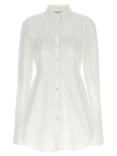 Nensi Dojaka Cotton Corseted Longline Shirt In White