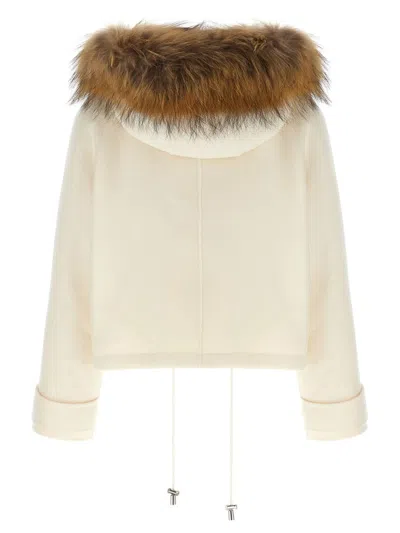 Shop P.a.r.o.s.h . Short Parka With Fur Coat In White