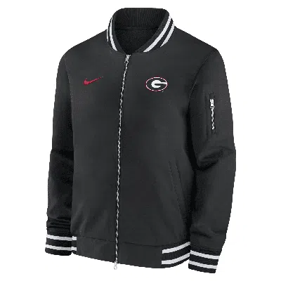 Nike Georgia Bulldogs Sideline  Men's College Full-zip Bomber Jacket In Black