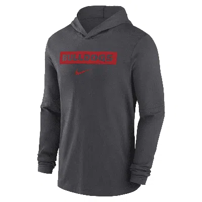 Nike Men's Anthracite Georgia Bulldogs Sideline Hoodie Performance Long Sleeve T-shirt In Grey