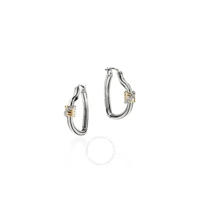 John Hardy Bamboo Heart Hoops Earring In Silver Tone