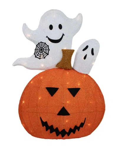 Northlight 27.5" Led Lighted Battery Operated Jack-o-lantern And Ghosts Halloween Decoration In Orange