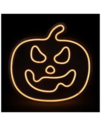 Northlight 15in Led Lighted Neon Style Jack-o-lantern Window Silhouette In Orange