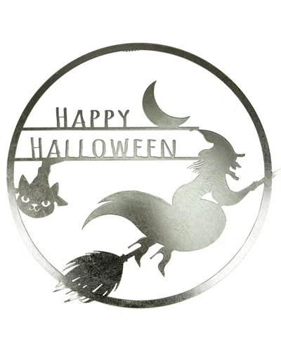 Northlight Flying Witch Happy Halloween Wall Sign, 17" In Silver