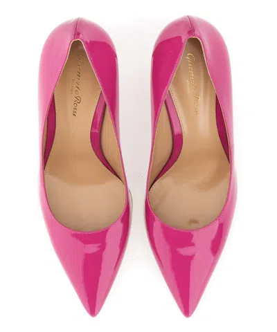Gianvito Rossi Glossy Leather Pointed Toe Stiletto Heel Pumps In Pink