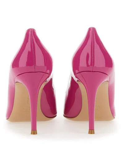 Gianvito Rossi Glossy Leather Pointed Toe Stiletto Heel Pumps In Pink