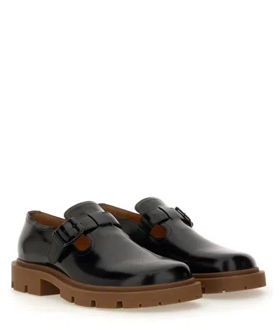 Maison Margiela Leather Monk Shoes In Black