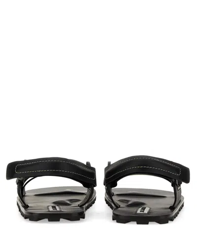 Jil Sander Crisscross Strap Sandal With Durable Rubber Sole In Black