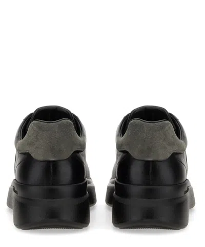 Hogan Black Leather Sneakers In Black