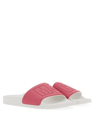 Msgm Logo Embossed Slip In Pink