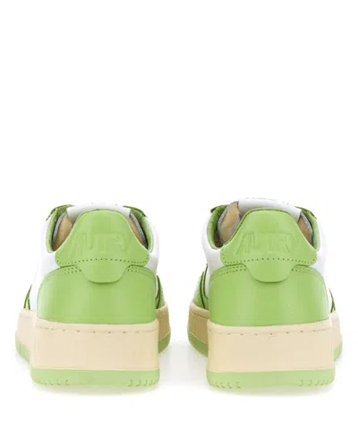 Autry White And Green Two-tone Leather Medalist Low Sneakers In Multicolor