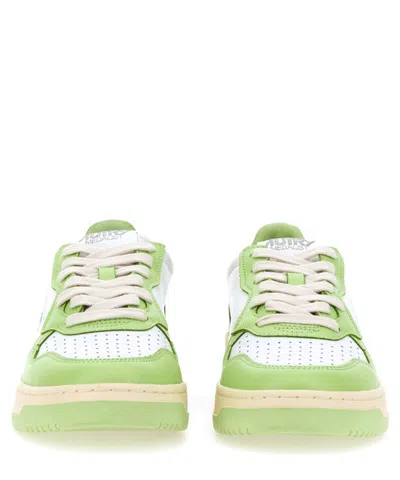 Autry White And Green Two-tone Leather Medalist Low Sneakers In Multicolor