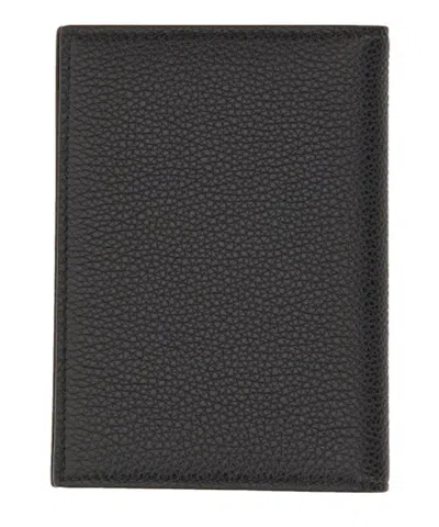 Tom Ford Black Soft Grain Leather T Line Passport Holder In Black