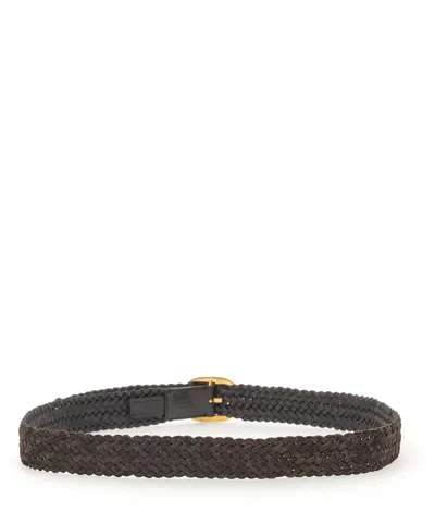Tom Ford Woven Leather Belt For Men In Brown