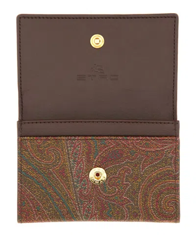 Etro Paisley Wallet In Brown