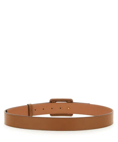 Hogan Hammered Leather Belt With Maxi Buckle In Brown