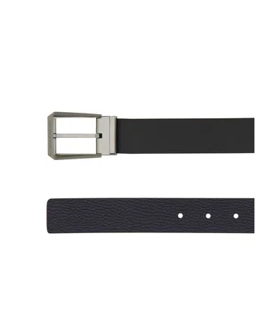 Ferragamo Logo-engraved Reversible Leather Belt In Black