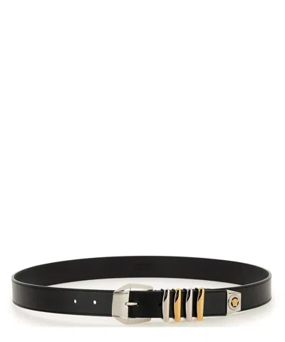 Shop Versace Medusa Belt In Black