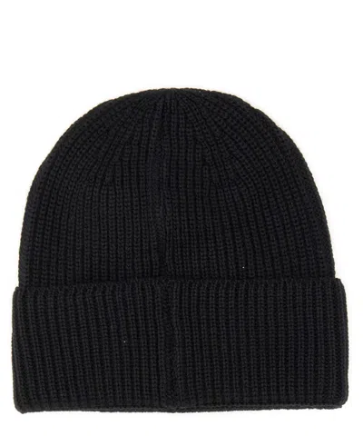 Msgm Logo-embroidered Ribbed-knit Beanie In Black