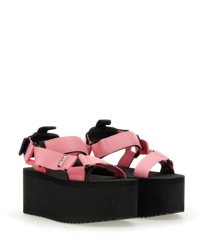Moschino Women's Logo Print Strappy Platform Sandals In Pink