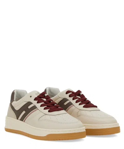 Hogan Leather Sneakers Panels Contrasting In Beige