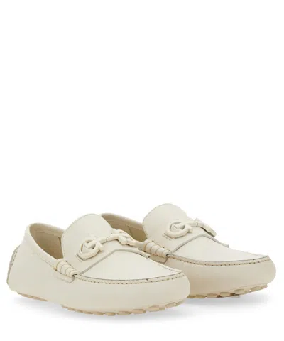 Ferragamo Woven-strap Gancini-ornament Loafers In White