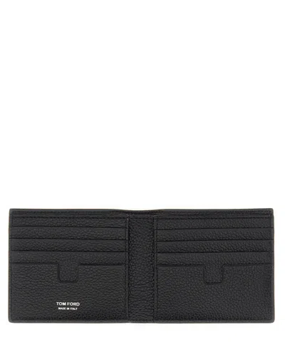 Tom Ford Logo Leather Wallet Wallets And Card Holders Black In Black