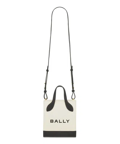 Bally Structured Bag With Detachable Strap And Bold Logo In Beige