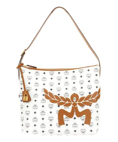 Shop Mcm Aren Large Shoulder Bag In White