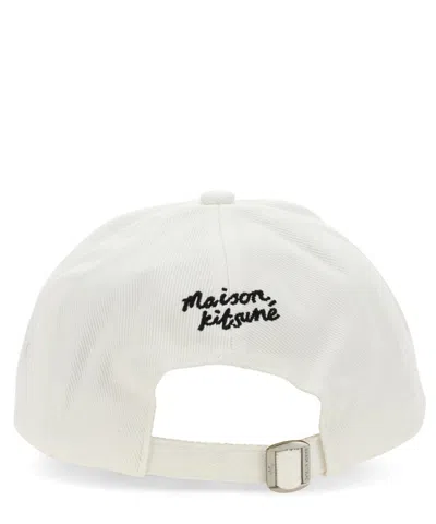 Maison Kitsuné Maison Kitsune White Cotton Baseball Cap In White