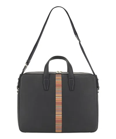 Shop Paul Smith Signature Stipe Handbag In Black