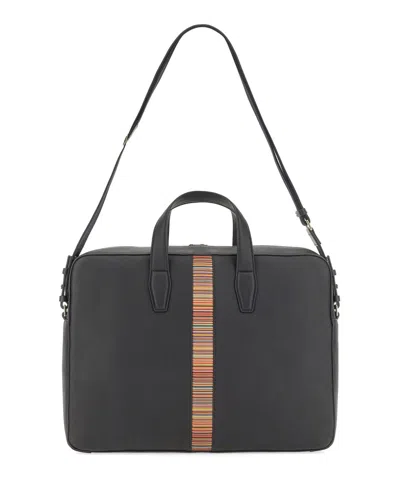 Shop Paul Smith Signature Stipe Handbag In Black