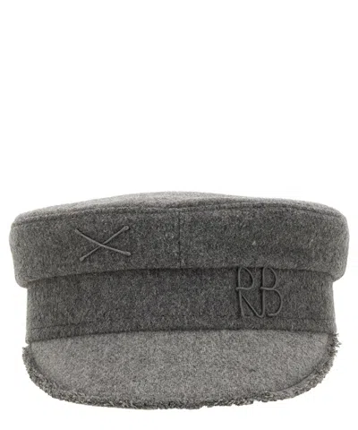 Ruslan Baginskiy Structured Grey Baker Boy Hat With Embellished Emblem In Grey