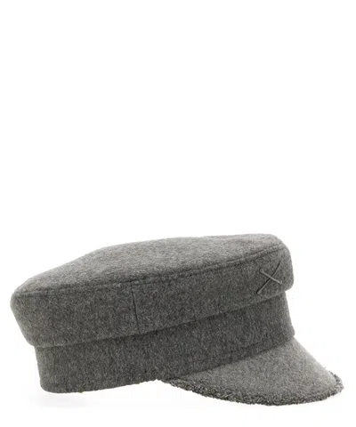 Ruslan Baginskiy Structured Grey Baker Boy Hat With Embellished Emblem In Grey