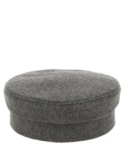 Ruslan Baginskiy Structured Grey Baker Boy Hat With Embellished Emblem In Grey