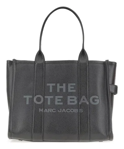 Marc Jacobs 'the Large Tote Bag' Black Shoulder Bag With Logo Lettering In Black