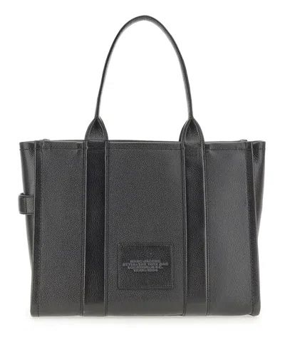 Marc Jacobs 'the Large Tote Bag' Black Shoulder Bag With Logo Lettering In Black