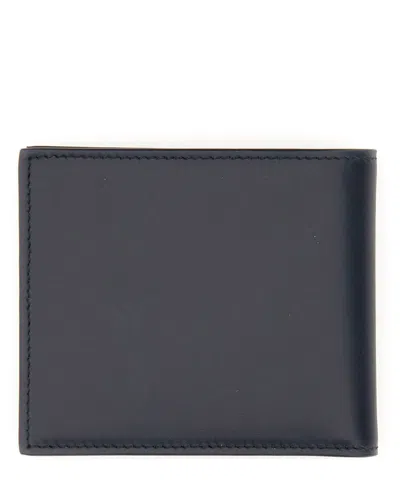 Dolce & Gabbana Black Wallet With Contrsting Print In Smooth Leather Man In Blue