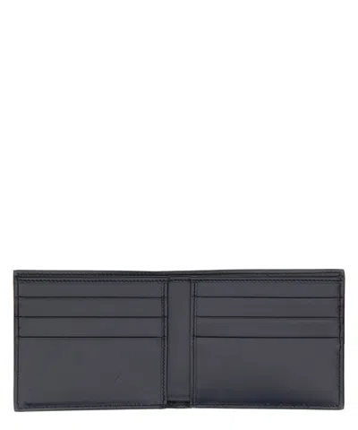 Dolce & Gabbana Black Wallet With Contrsting Print In Smooth Leather Man In Blue
