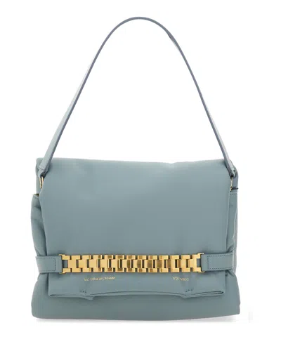 Victoria Beckham Puffy Pouch With Chain In Lightblue