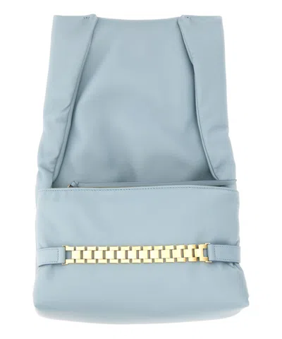 Victoria Beckham Puffy Pouch With Chain In Lightblue