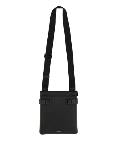 Ferragamo Logo Buckle Rectangular Shoulder Bag In Black