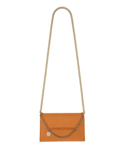 Stella Mccartney Textured Finish Mini Bag With Chain Strap In Orange