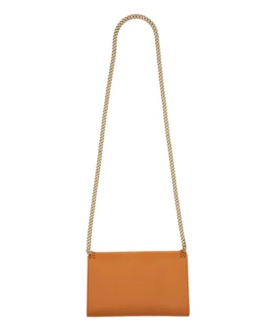 Stella Mccartney Textured Finish Mini Bag With Chain Strap In Orange