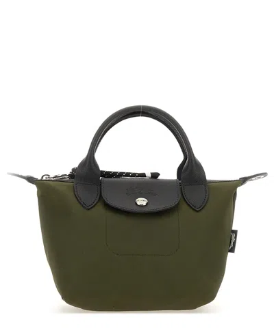 Longchamp Structured Green Polyamide Bag In Brown