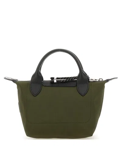 Longchamp Structured Green Polyamide Bag In Brown