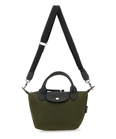 Longchamp Structured Green Polyamide Bag In Brown